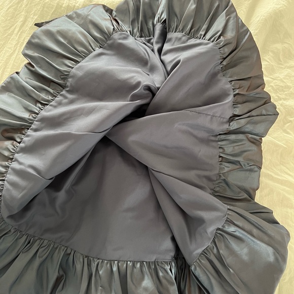 David’s Bridal Junior Semi Formal Strapless, Blue with Black Tones, Size 10 - Picture 8 of 8